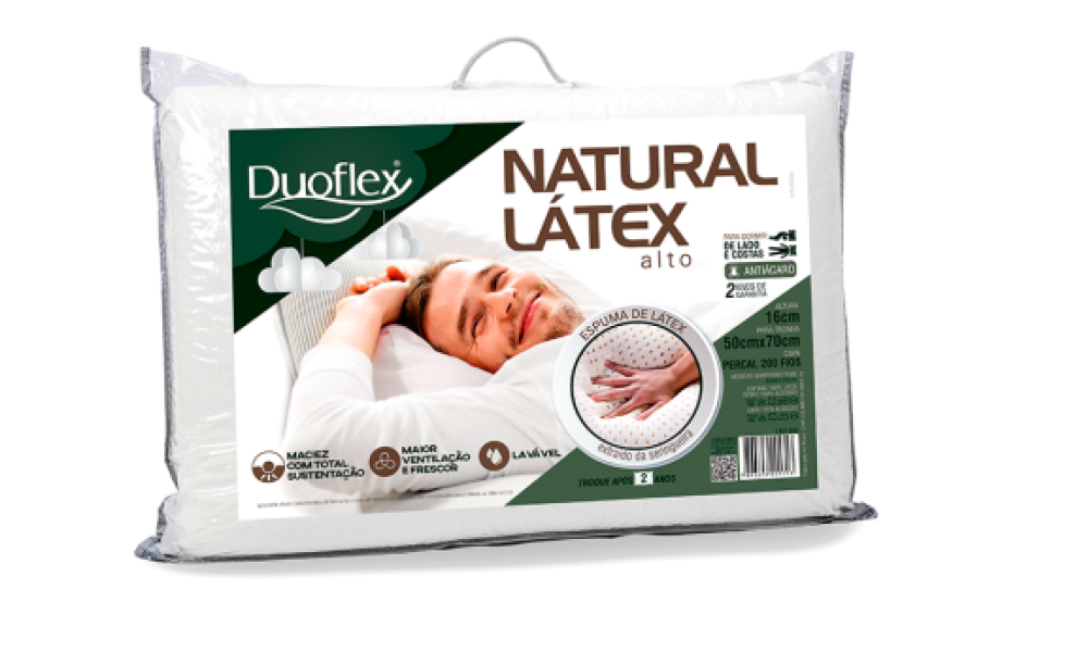 travesseiro látex natural alto duoflex