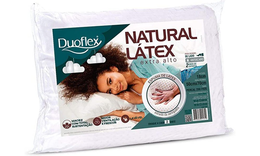 travesseiro natural látex extra alto duoflex